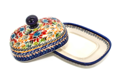 Untiera ovala cu capac Flower Jungle, ceramica smaltuita, pictata manual 12,0 x 15,7 cm [3]