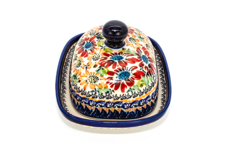 Untiera ovala cu capac Flower Jungle, ceramica smaltuita, pictata manual 12,0 x 15,7 cm [2]