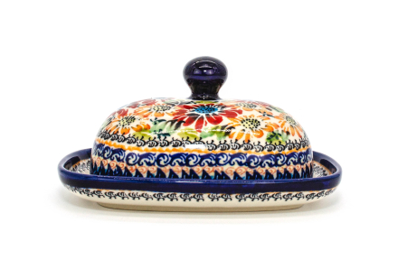 Untiera ovala cu capac Flower Jungle, ceramica smaltuita, pictata manual 12,0 x 15,7 cm [1]
