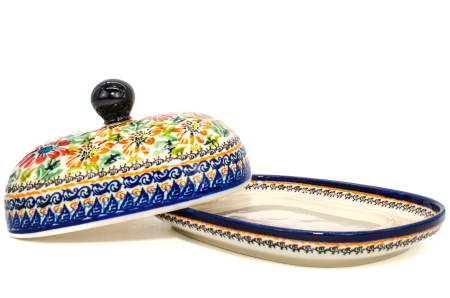 Untiera ovala cu capac Flower Jungle, ceramica smaltuita, pictata manual,15,0 x 19,8 cm [4]