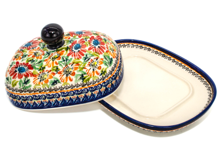 Untiera ovala cu capac Flower Jungle, ceramica smaltuita, pictata manual,15,0 x 19,8 cm [3]