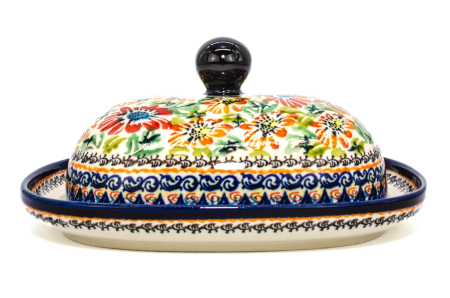 Untiera ovala cu capac Flower Jungle, ceramica smaltuita, pictata manual,15,0 x 19,8 cm [2]
