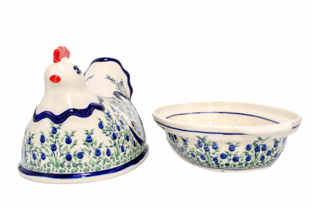 Vas cu capac pentru cuptor in forma de "gaina" Berries, ceramica smaltuita, pictat manual [4]