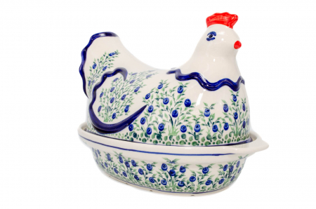 Vas cu capac pentru cuptor in forma de "gaina" Berries, ceramica smaltuita, pictat manual [0]