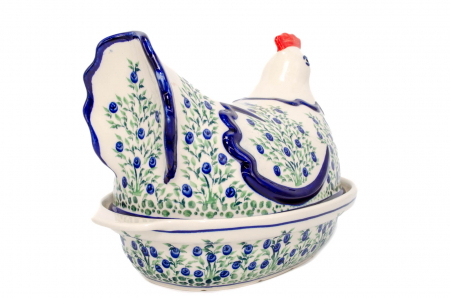 Vas cu capac pentru cuptor in forma de "gaina" Berries, ceramica smaltuita, pictat manual [2]