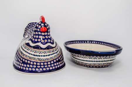 Vas cu capac pentru cuptor in forma de "gaina" Bright Eyes, ceramica smaltuita, pictat manual [4]