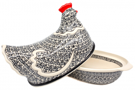 Vas cu capac pentru cuptor in forma de "gaina" Brown Laces, ceramica smaltuita, pictat manual [4]