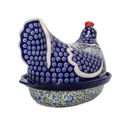 Vas cu capac pentru cuptor in forma de "gaina" Garden Spirals, ceramica smaltuita, pictat manual [1]