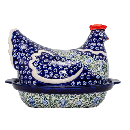 Vas cu capac pentru cuptor in forma de "gaina" Garden Spirals, ceramica smaltuita, pictat manual [2]