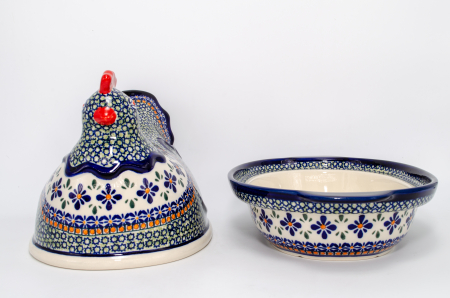 Vas cu capac pentru cuptor in forma de "gaina" Joy, ceramica smaltuita, pictat manual [4]