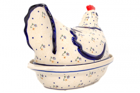 Vas cu capac pentru cuptor in forma de "gaina" Little Flowers, ceramica smaltuita, pictat manual [2]