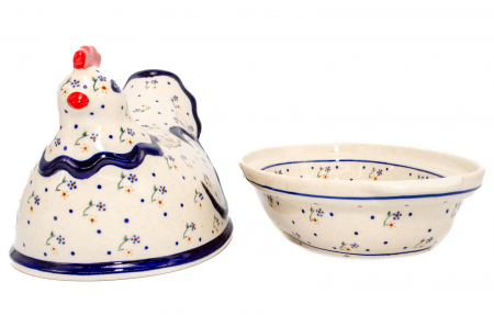 Vas cu capac pentru cuptor in forma de "gaina" Little Flowers, ceramica smaltuita, pictat manual [4]