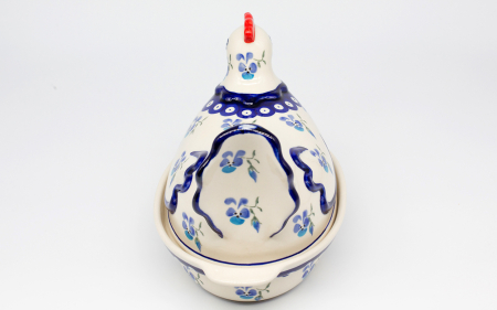 Vas cu capac pentru cuptor in forma de "gaina" Spring, ceramica smaltuita, pictat manual [4]