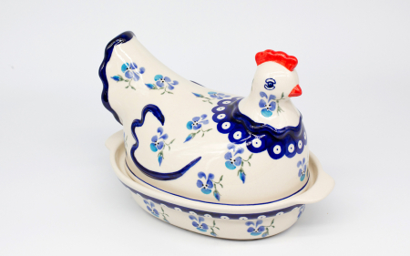 Vas cu capac pentru cuptor in forma de "gaina" Spring, ceramica smaltuita, pictat manual [0]