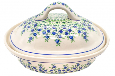 Vas cuptor oval capac, Berries, ceramica smaltuita, pictata manual, 25,5 x 31,8 cm, volum 2,2 L [5]