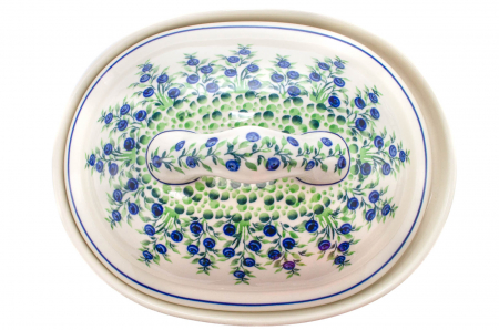 Vas cuptor oval capac, Berries, ceramica smaltuita, pictata manual, 25,5 x 31,8 cm, volum 2,2 L [6]