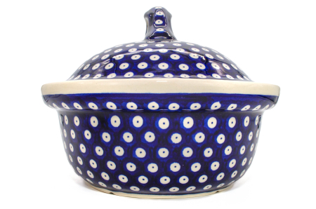 Vas cuptor, oval, capac, Blue Eyes , ceramica smaltuita, pictata manual, 25,5 x 31,8 cm, volum 2,2 L [8]