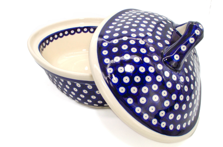 Vas cuptor, oval, capac, Blue Eyes , ceramica smaltuita, pictata manual, 25,5 x 31,8 cm, volum 2,2 L [3]