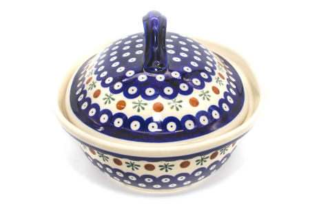 Vas cuptor, oval, capac, Blue Eyes Festive, ceramica smaltuita, pictata manual, 21,5 x 26,0 cm, volum 1,2 L [2]