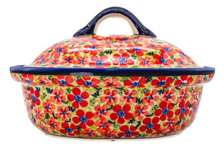 Vas cuptor oval capac, Fire Poppies, ceramica smaltuita, pictata manual, 25,5 x 31,8 cm, volum 2,2 L [7]