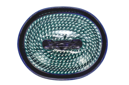 Vas cuptor, oval, capac, Grape Vine, ceramica smaltuita, pictata manual, 21,5 x 26,0 cm, volum 1,2 L [2]