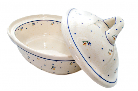 Vas cuptor oval capac, Little Flowers, ceramica smaltuita, pictata manual, 25,5 x 31,8 cm, volum 2,2 L [4]