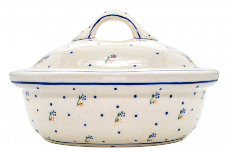 Vas cuptor oval capac, Little Flowers, ceramica smaltuita, pictata manual, 25,5 x 31,8 cm, volum 2,2 L [3]