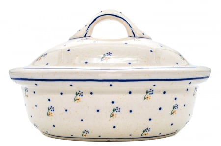 Vas cuptor oval capac, Little Flowers, ceramica smaltuita, pictata manual, 25,5 x 31,8 cm, volum 2,2 L [2]