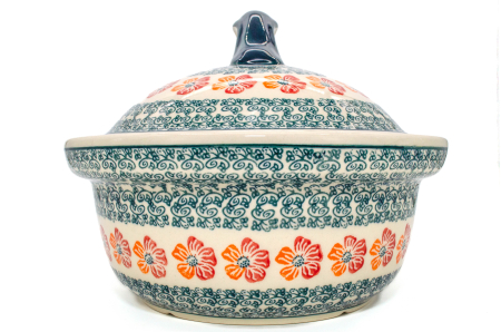 Vas cuptor oval capac, Poppy Rain, ceramica smaltuita, pictata manual, 25,5 x 31,8 cm, volum 2,2 L [7]