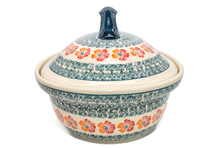 Vas cuptor oval capac, Poppy Rain, ceramica smaltuita, pictata manual, 25,5 x 31,8 cm, volum 2,2 L [6]