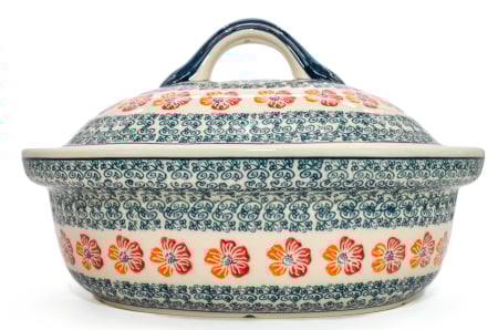 Vas cuptor oval capac, Poppy Rain, ceramica smaltuita, pictata manual, 25,5 x 31,8 cm, volum 2,2 L [9]