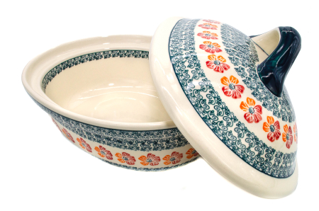 Vas cuptor oval capac, Poppy Rain, ceramica smaltuita, pictata manual, 25,5 x 31,8 cm, volum 2,2 L [4]