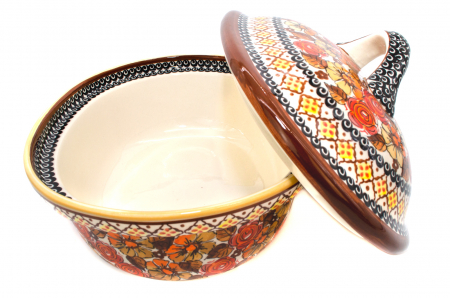 Vas cuptor oval capac Autumn, ceramica smaltuita, pictata manual, 25,5 x 31,8 cm, volum 2,2 L [6]