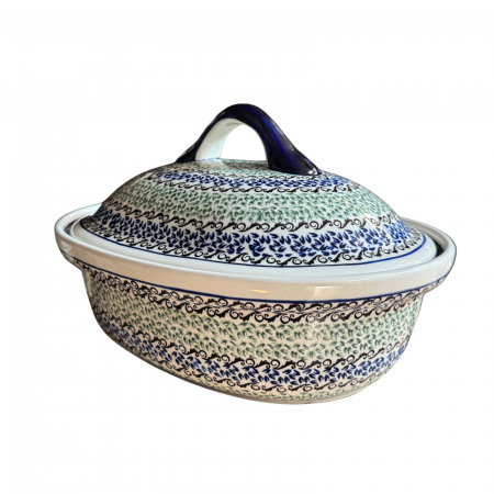 Vase cu capac - Vas cuptor oval capac, Sweet Dreams, ceramica smaltuita, pictata manual, 25,5 x 31,8 cm, volum 2,2 L
