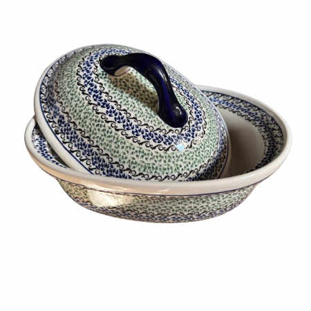 Vas cuptor oval capac, Sweet Dreams, ceramica smaltuita, pictata manual, 25,5 x 31,8 cm, volum 2,2 L [8]