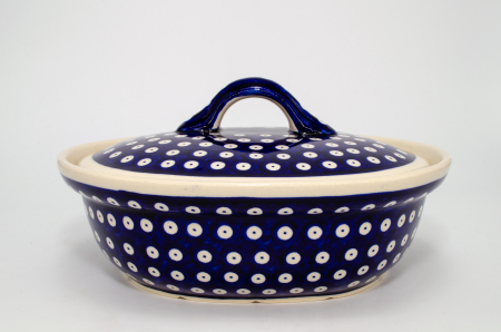 Vas cuptor, oval cu capac Blue Eyes, ceramica smaltuita, pictat manual, 22,0 x 26,0 cm, volum 1,2 L [3]