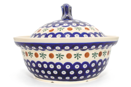 Vas cuptor, oval, cu capac, Blue Eyes Festive, ceramica smaltuita, pictat manual, 22,0 x 26,0 cm, volum 1,2 L [4]