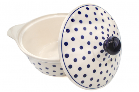 Vas cuptor, rotund, cu capac, Blue Dots, ceramica smaltuita, pictat manual, diametru 30,4 cm, volum 2,1 L [4]