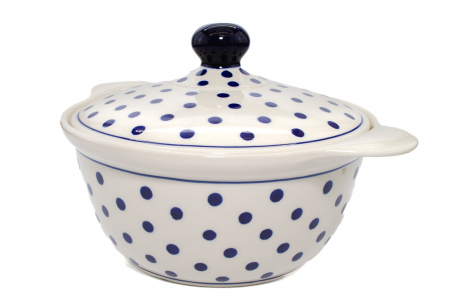 Vas cuptor, rotund, cu capac, Blue Dots, ceramica smaltuita, pictat manual, diametru 30,4 cm, volum 2,1 L [1]