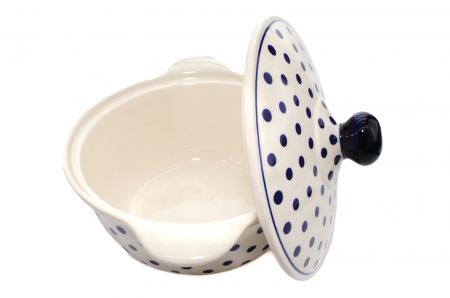 Vas cuptor, rotund, cu capac, Blue Dots, ceramica smaltuita, pictat manual, diametru 30,4 cm, volum 2,1 L [5]