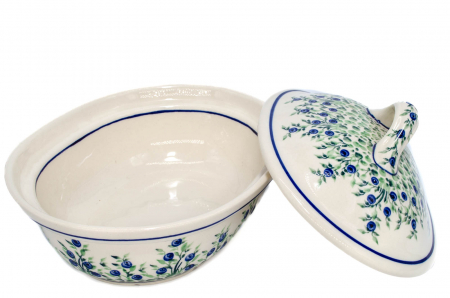 Vas oval cu capac pentru cuptor Berries, ceramica smaltuita, pictat manual, 21,5 x 26,0 cm, volum  1,2 L [4]