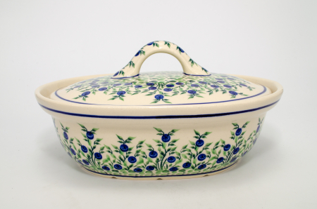 Vas oval cu capac pentru cuptor Berries, ceramica smaltuita, pictat manual, 22,0 x 26,0 cm, volum  1,2 L [3]