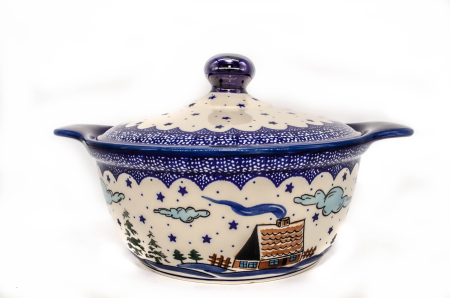 Vas oval cu capac pentru cuptor Fairytale, ceramica smaltuita, pictat manual, 30,4 cm, volum 2,1 L [0]