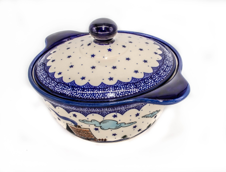 Vas oval cu capac pentru cuptor Fairytale, ceramica smaltuita, pictat manual, 30,4 cm, volum 2,1 L [2]