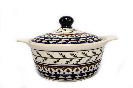 Vas oval cu capac pentru cuptor Festive Season, ceramica smaltuita, pictat manual, 30,4cm, volum 2,1 L [0]