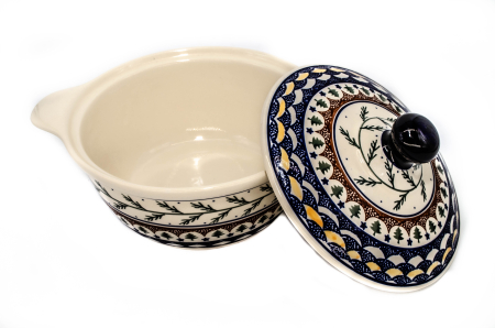 Vas oval cu capac pentru cuptor Festive Season, ceramica smaltuita, pictat manual, 30,4cm, volum 2,1 L [2]