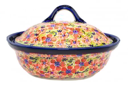 Vas oval cu capac pentru cuptor Fire Poppies, ceramica smaltuita, pictat manual, 21,5 x 26,0 cm, volum  1,2 L [3]