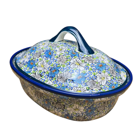 Vas oval cu capac pentru cuptor Floral Beauty , ceramica smaltuita, pictat manual, 25,5 x 31,8 cm, volum  2,2 L [4]