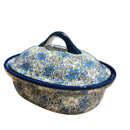 Vas oval cu capac pentru cuptor Floral Beauty , ceramica smaltuita, pictat manual, 25,5 x 31,8 cm, volum  2,2 L [2]