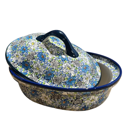 Vas oval cu capac pentru cuptor Floral Beauty , ceramica smaltuita, pictat manual, 25,5 x 31,8 cm, volum  2,2 L [6]